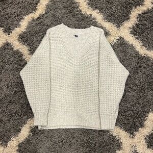 Men's Light Gray V-Neck Sweater